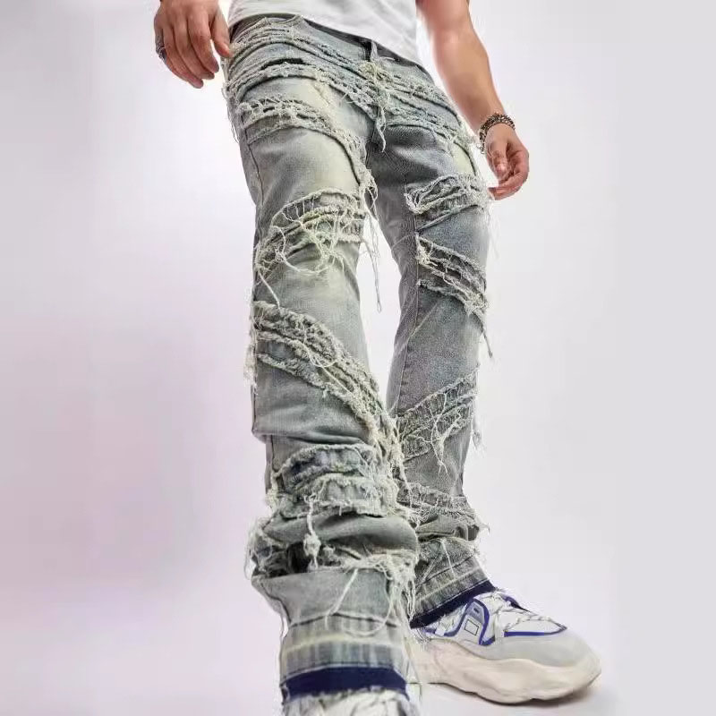 Street Aged Spliced Skinny Jeans