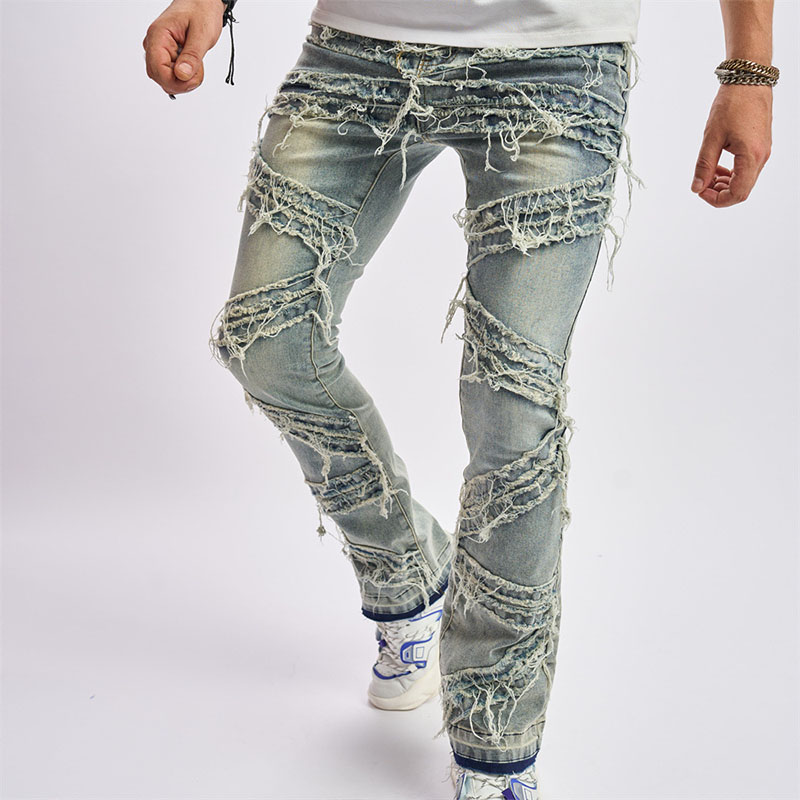 Street Aged Spliced Skinny Jeans