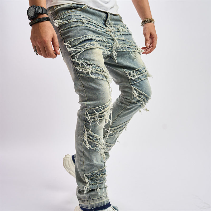 Street Aged Spliced Skinny Jeans