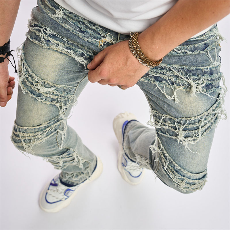 Street Aged Spliced Skinny Jeans