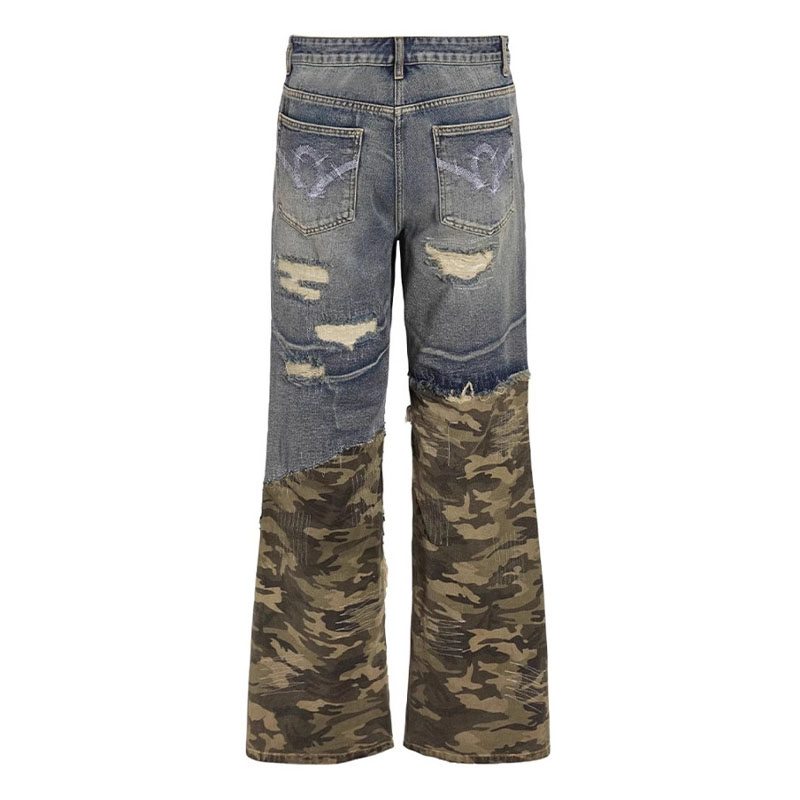 Y2K Patchwork Embroidered Camouflage Trousers