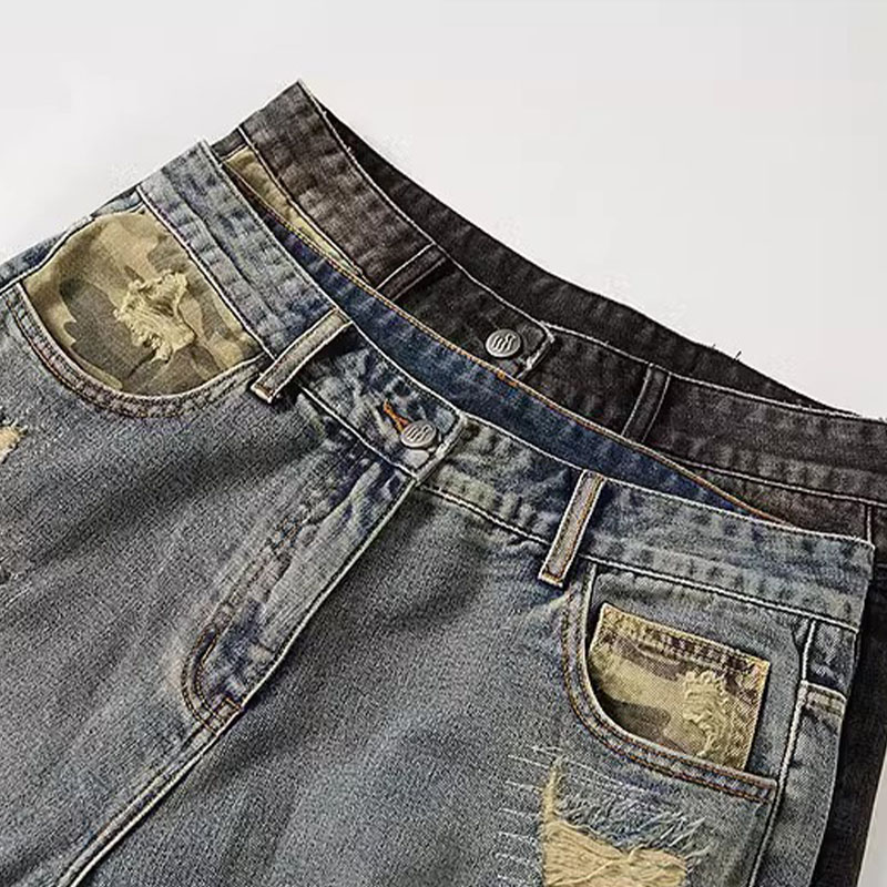 Y2K Patchwork Embroidered Camouflage Trousers