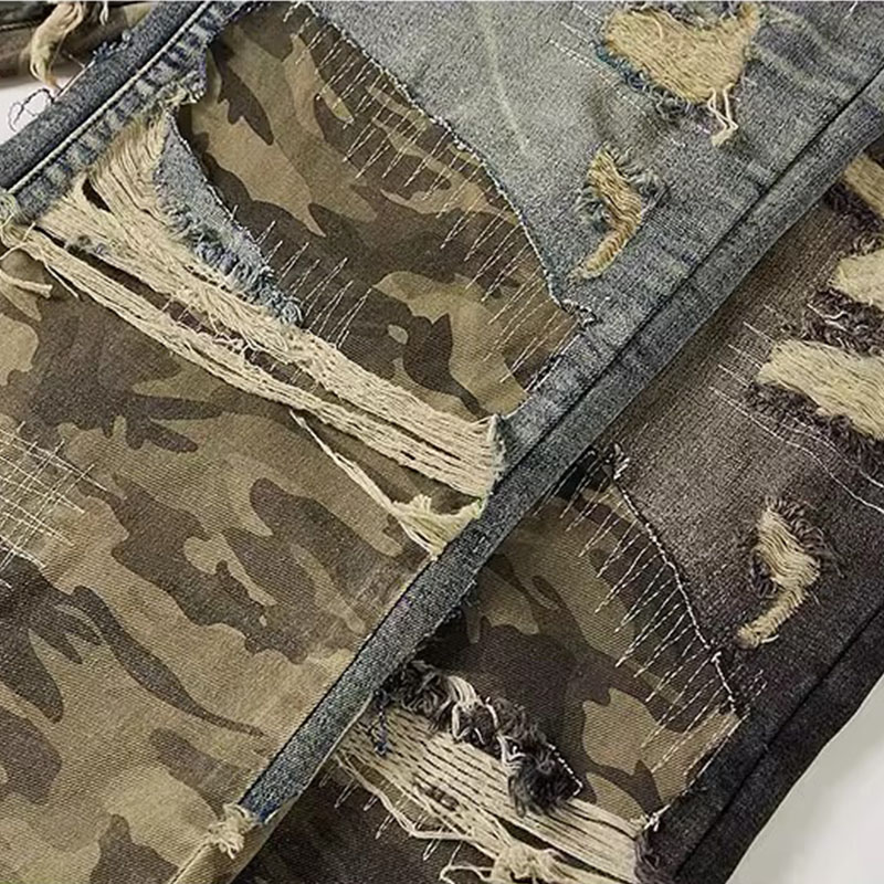 Y2K Patchwork Embroidered Camouflage Trousers