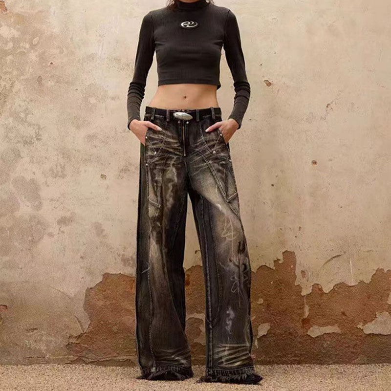 Vintage Messy Trace Graffiti Jeans