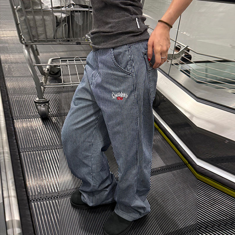 Embroidered Vintage Vertical Stripe Jeans