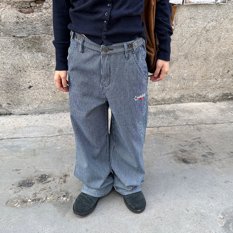 Embroidered Vintage Vertical Stripe Jeans