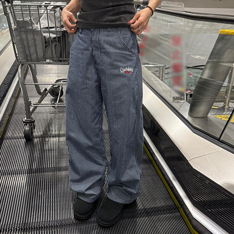 Embroidered Vintage Vertical Stripe Jeans