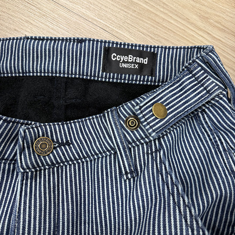 Embroidered Vintage Vertical Stripe Jeans