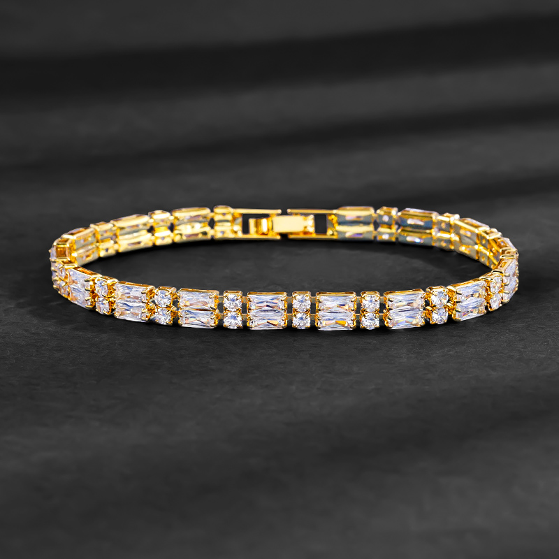 Iced Baguette & Round Cut Double Row 10mm Tennis Bracelet