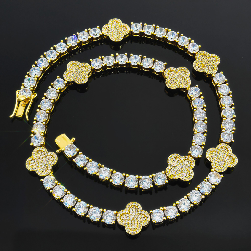 Full Iced Four Leaf Clover 5mm Tennis Chain
