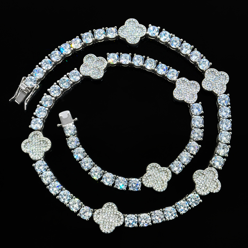 Full Iced Four Leaf Clover 5mm Tennis Chain