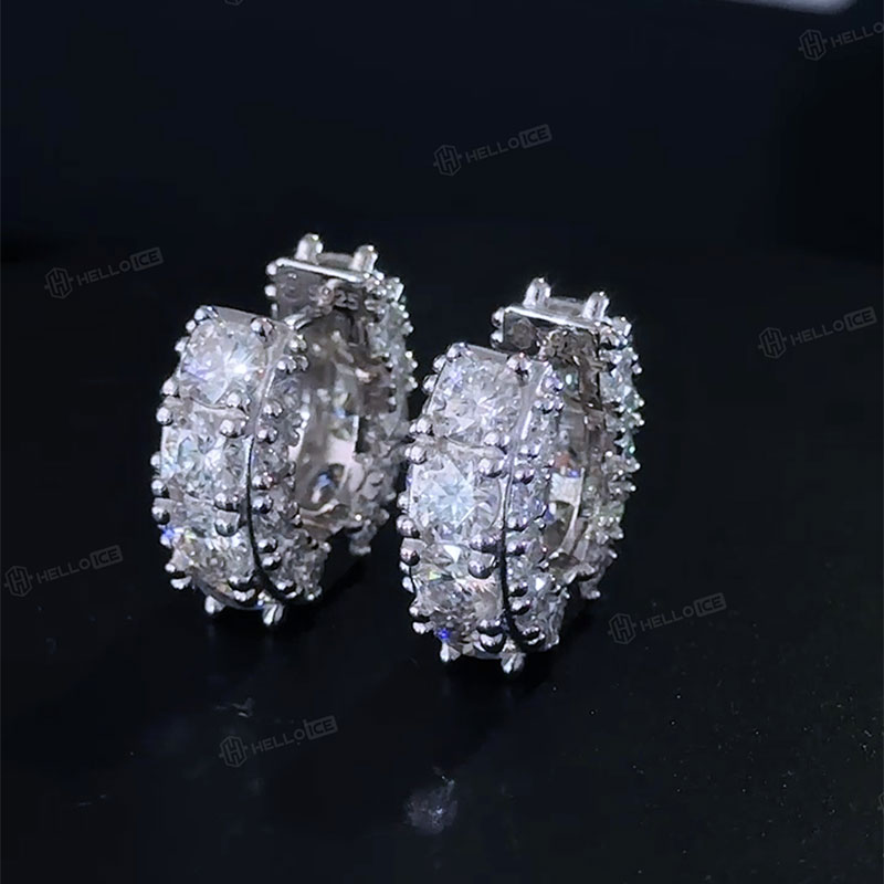 925S & VVS Moissanite Hoop Earrings In White Gold