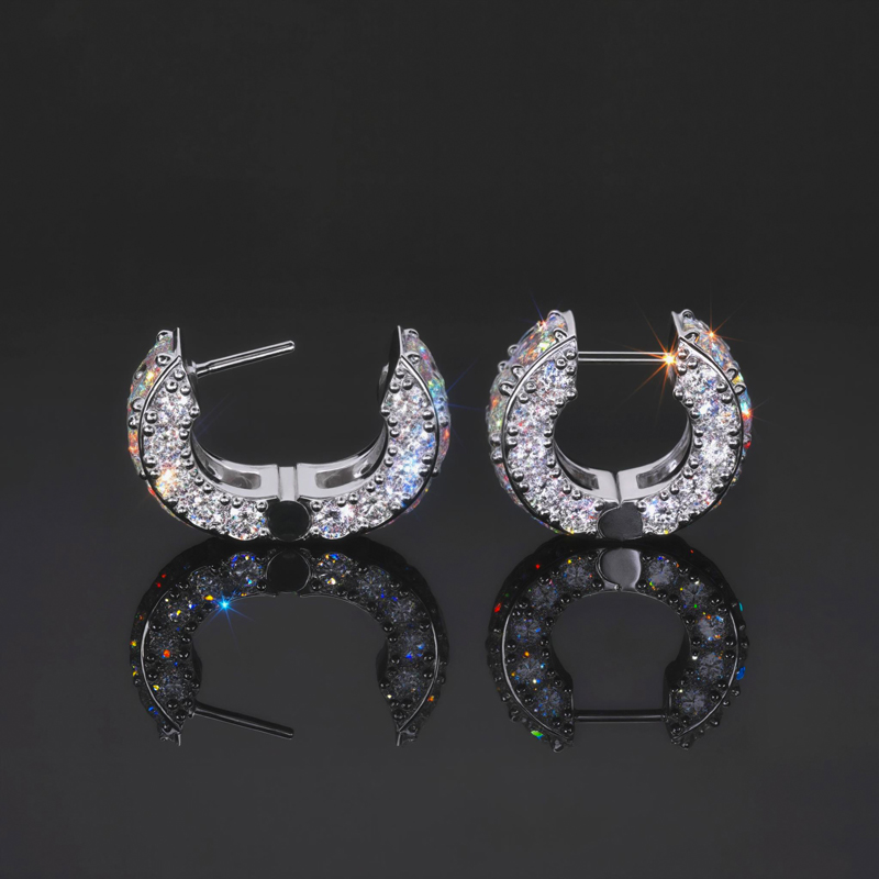 925S & VVS Moissanite Hoop Earrings In White Gold