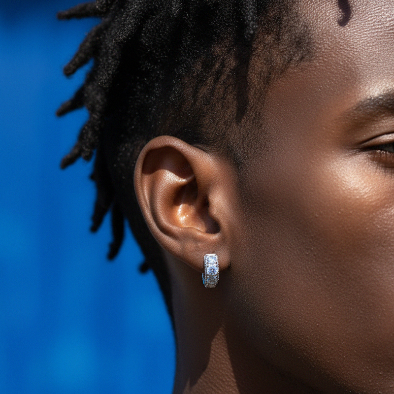 925S & VVS Moissanite Hoop Earrings In White Gold