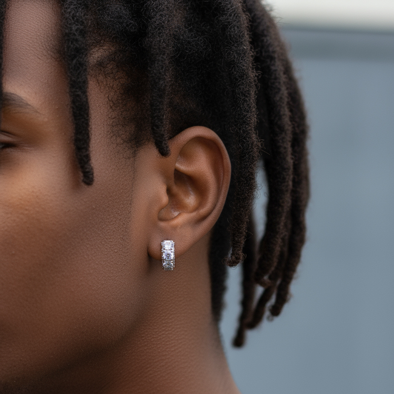 925S & VVS Moissanite Hoop Earrings In White Gold