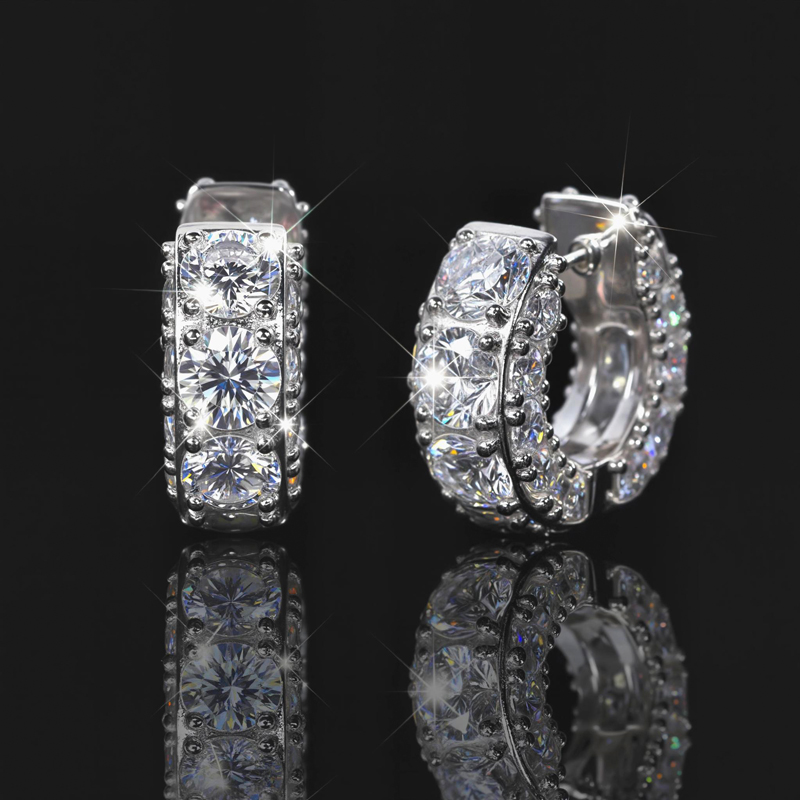 925S & VVS Moissanite Hoop Earrings In White Gold