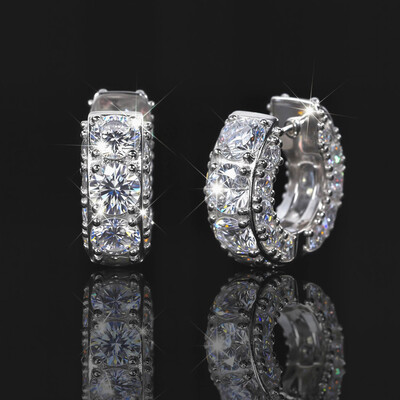 925S & VVS Moissanite Hoop Earrings In White Gold