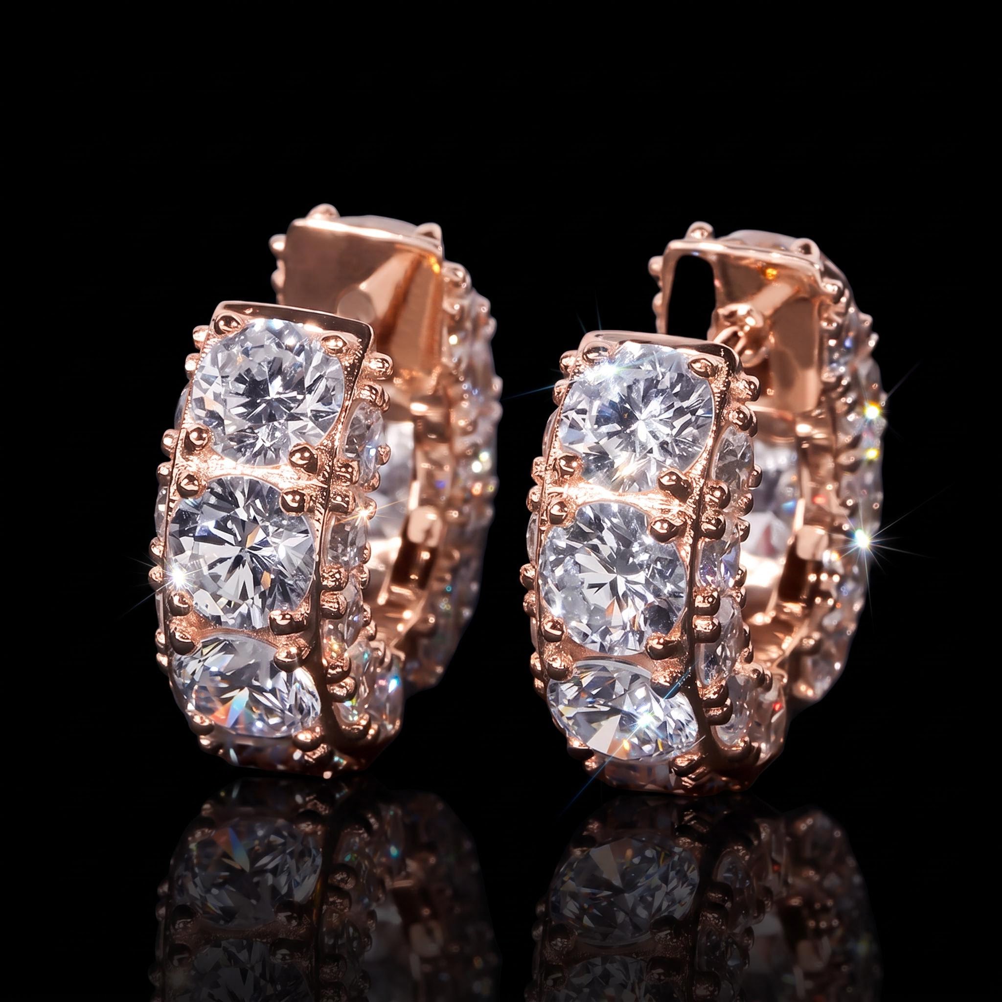 925 Silver & VVS1 Moissanite Hoop Earrings In White Gold 925 Silver & VVS1 Moissanite Hoop Earrings In White Gold