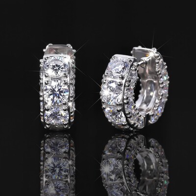 925 Silver & VVS1 Moissanite Hoop Earrings In White Gold 925 Silver & VVS1 Moissanite Hoop Earrings In White Gold