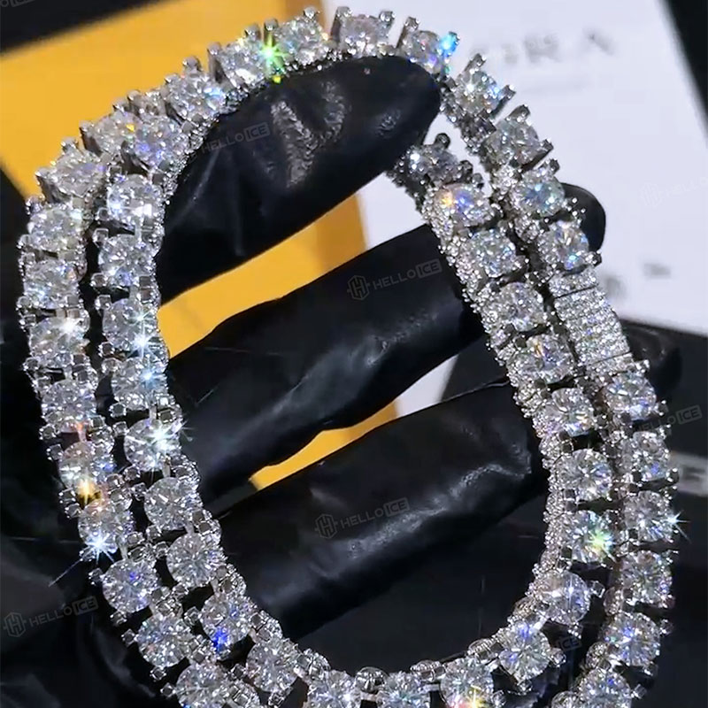 925S & VVS Moissanite 5mm Tennis Chain with Iced Out Sides