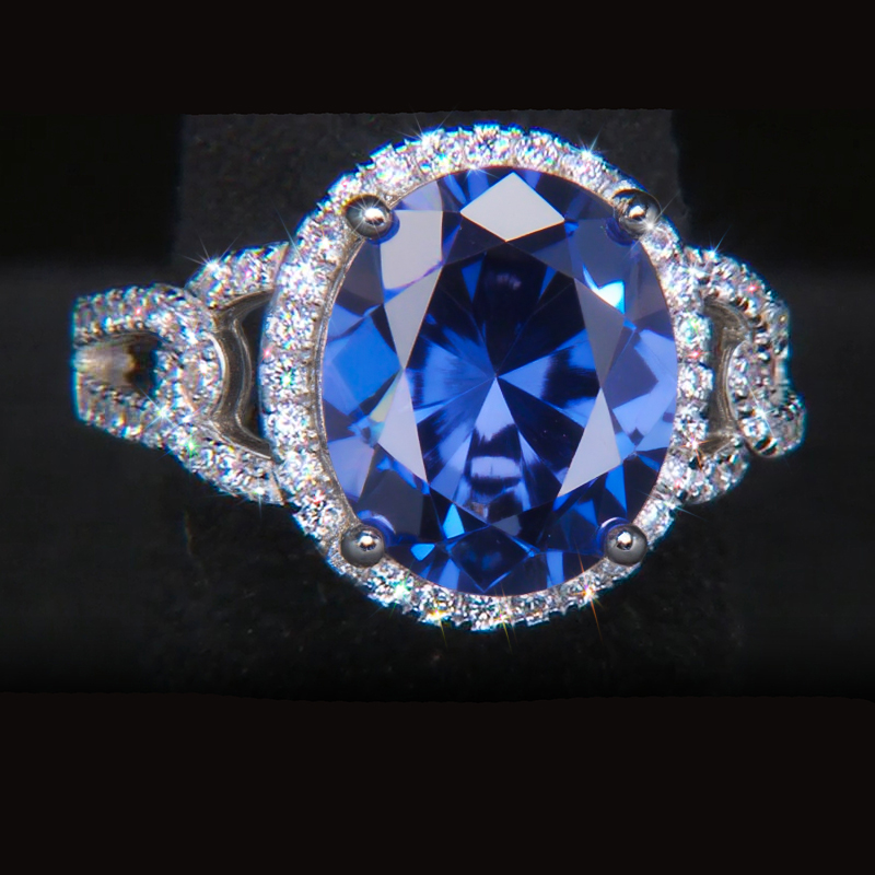 Iced Oval Sapphire Ring