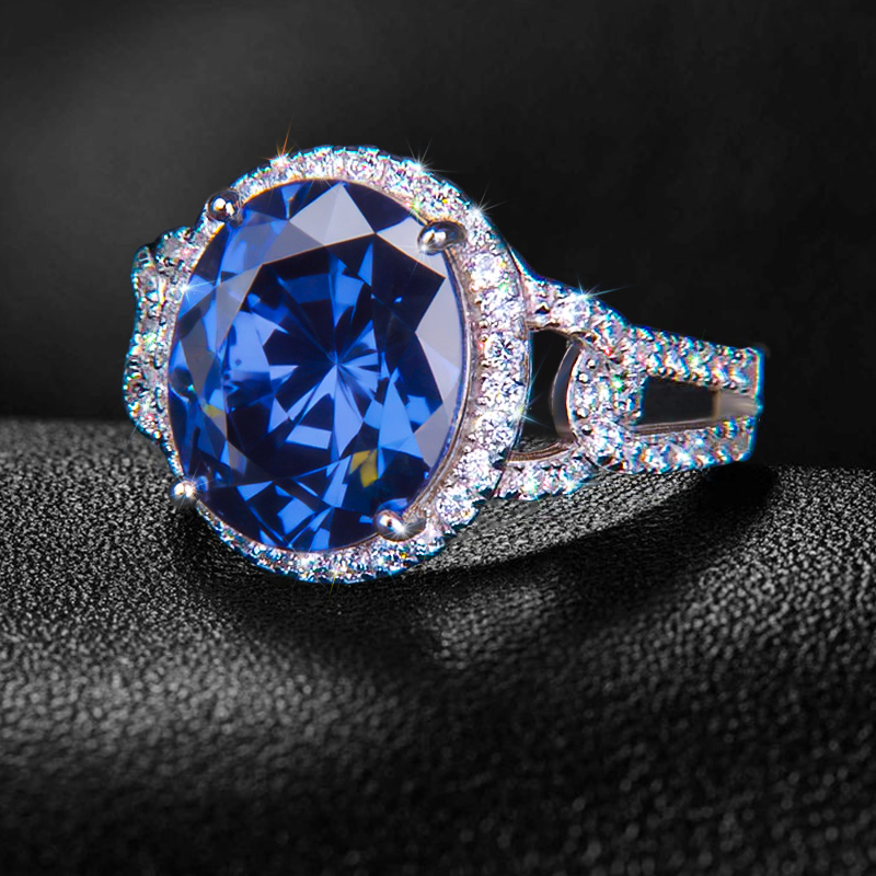 Iced Oval Sapphire Ring