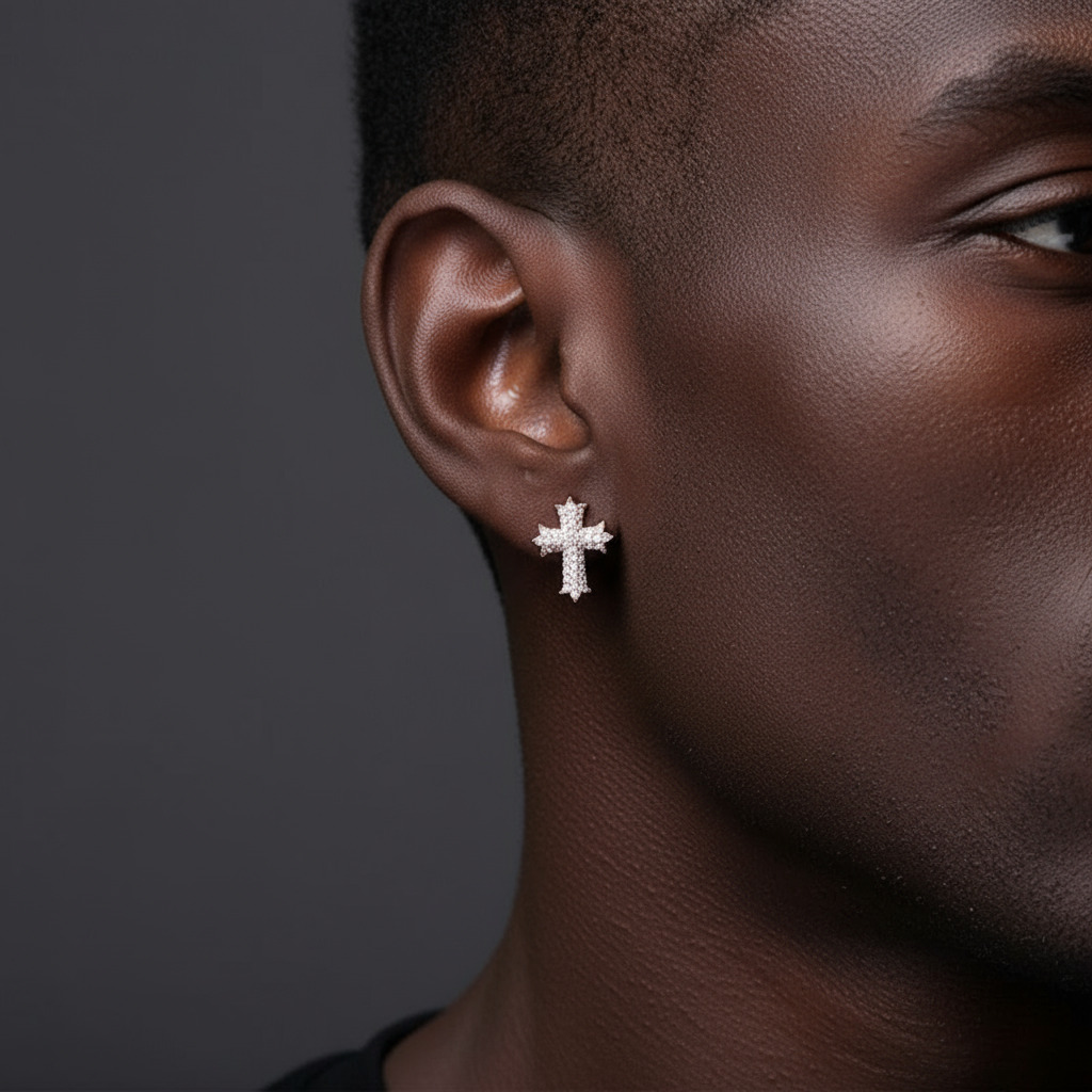 S925 & Moissanite 3-row Cross Stud Earrings S925 & Moissanite 3-row Cross Stud Earrings