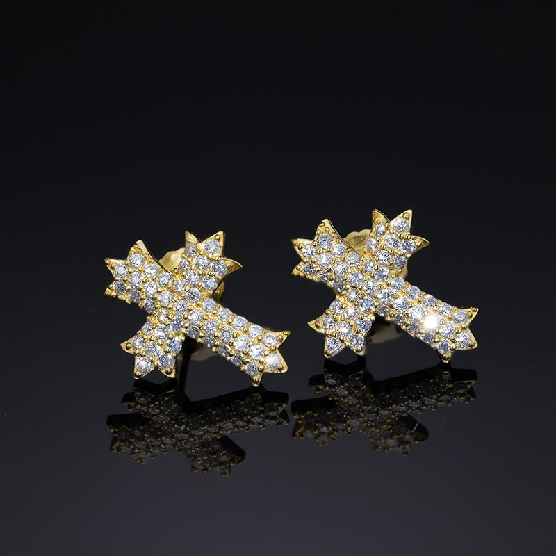 S925 & Moissanite 3-row Cross Stud Earrings S925 & Moissanite 3-row Cross Stud Earrings