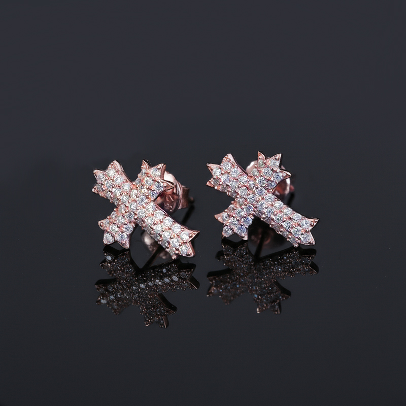 S925 & Moissanite 3-row Cross Stud Earrings S925 & Moissanite 3-row Cross Stud Earrings