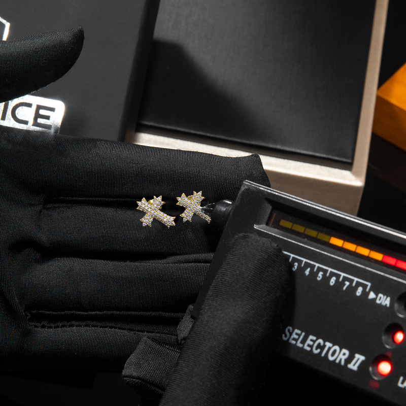 S925 & Moissanite 3-row Cross Stud Earrings S925 & Moissanite 3-row Cross Stud Earrings