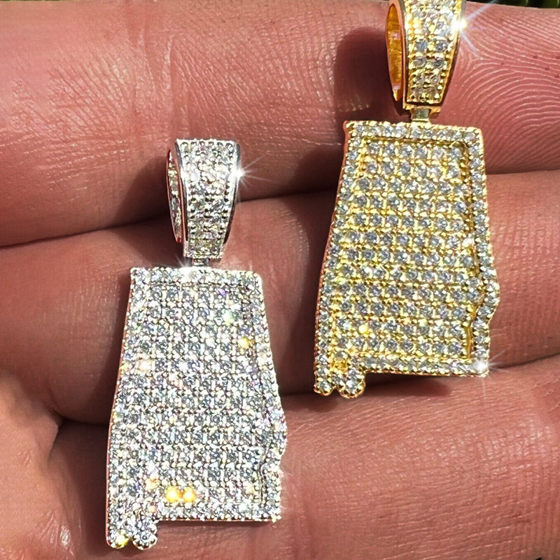 Iced U.S. State Shape Pendant