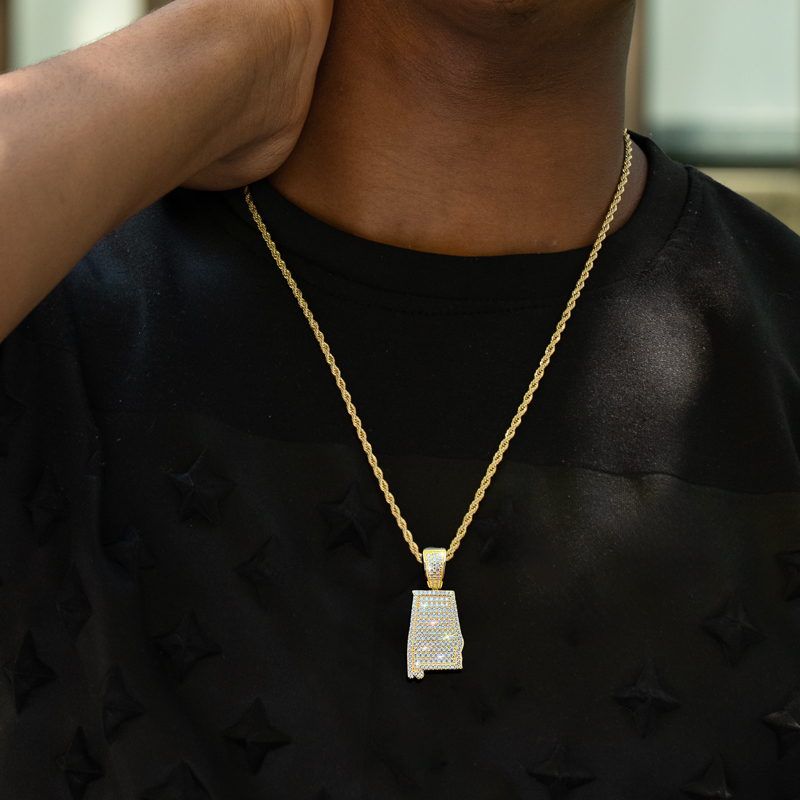 Iced U.S. State Shape Pendant Iced U.S. State Shape Pendant