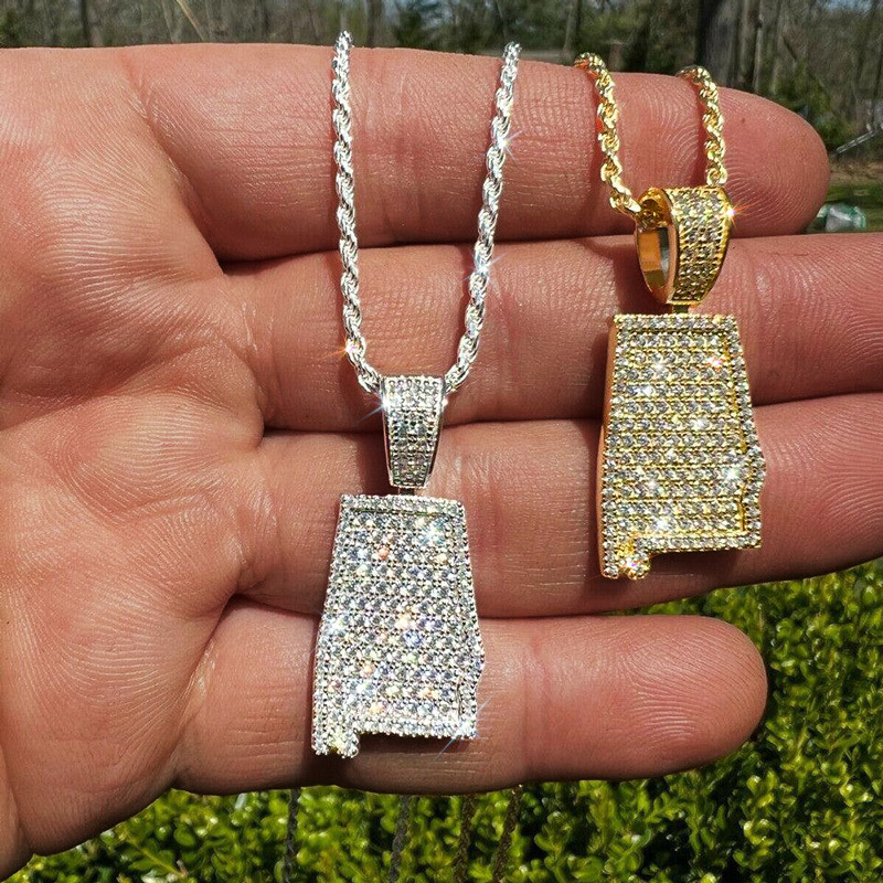 Iced U.S. State Shape Pendant Iced U.S. State Shape Pendant