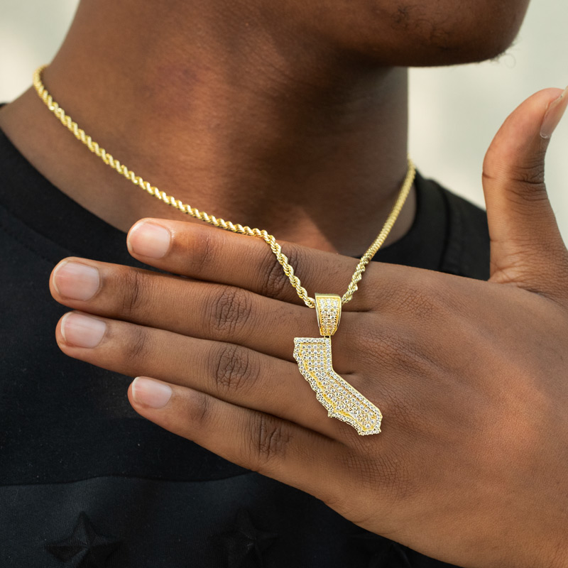 Iced U.S. State Shape Pendant Iced U.S. State Shape Pendant