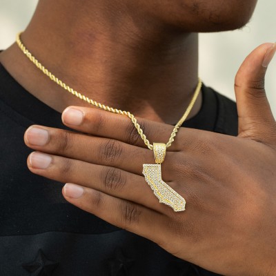 Iced U.S. State Shape Pendant