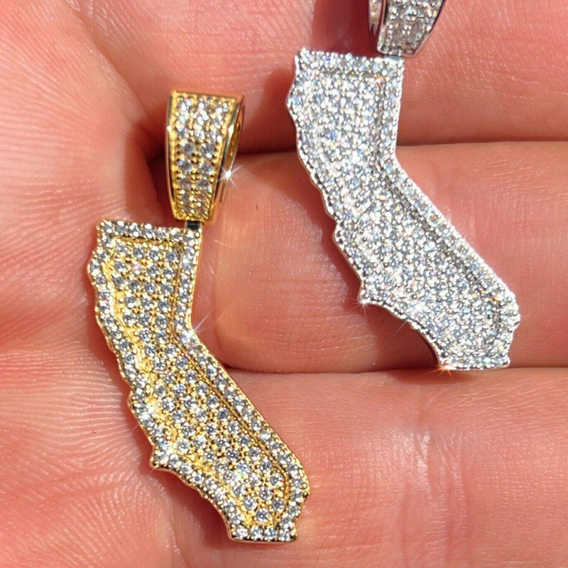 Iced U.S. State Shape Pendant Iced U.S. State Shape Pendant