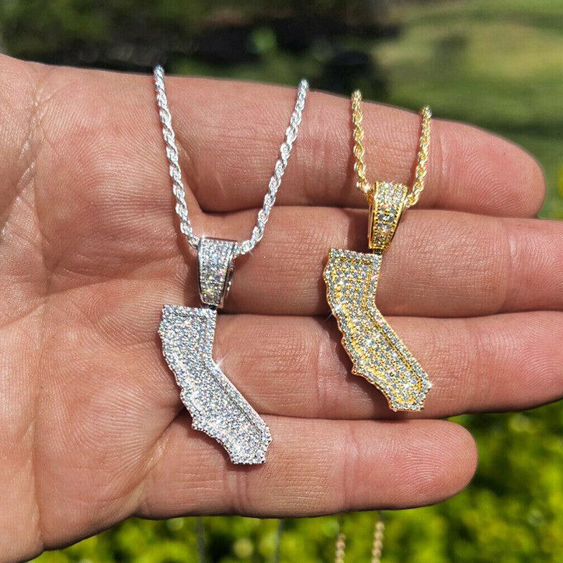 Iced U.S. State Shape Pendant Iced U.S. State Shape Pendant