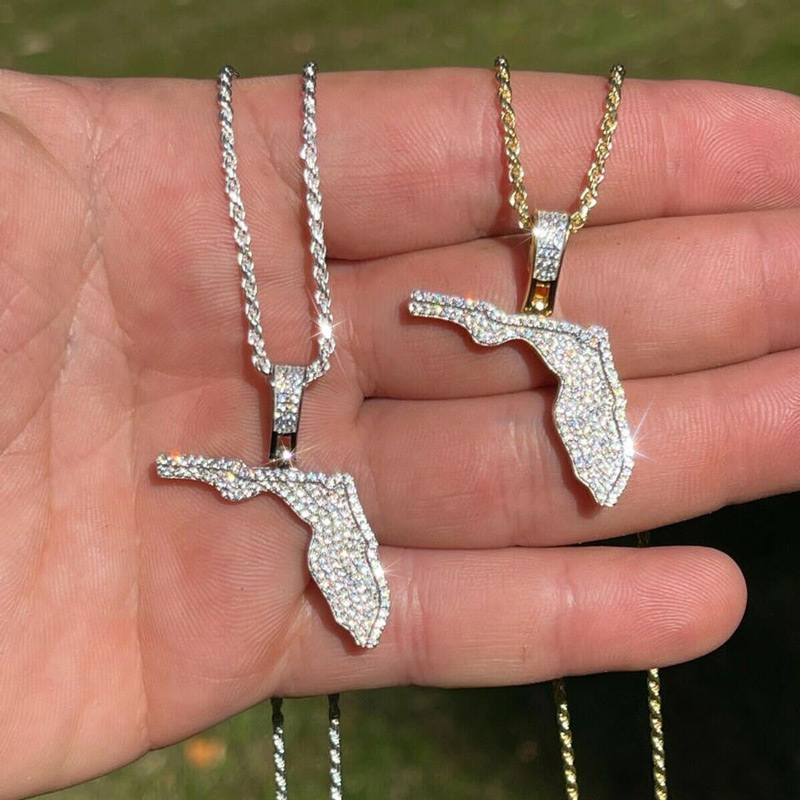 Iced U.S. State Shape Pendant Iced U.S. State Shape Pendant