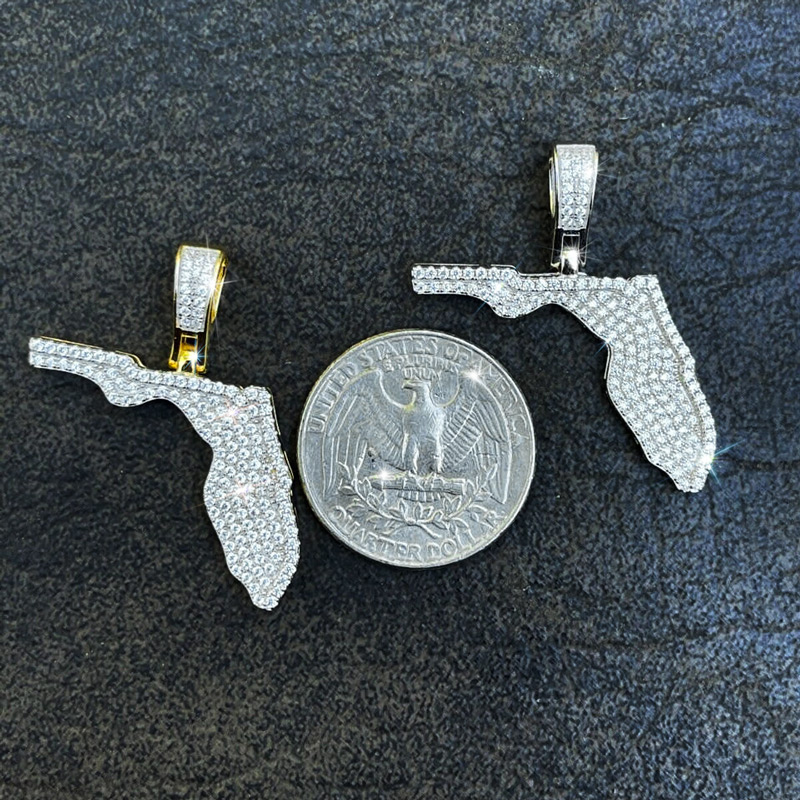 Iced U.S. State Shape Pendant Iced U.S. State Shape Pendant