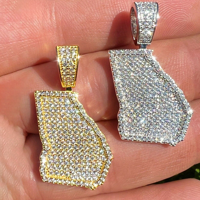 Iced U.S. State Shape Pendant Iced U.S. State Shape Pendant