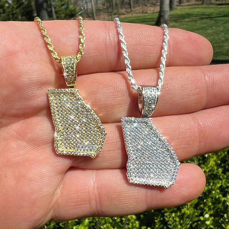 Iced U.S. State Shape Pendant Iced U.S. State Shape Pendant