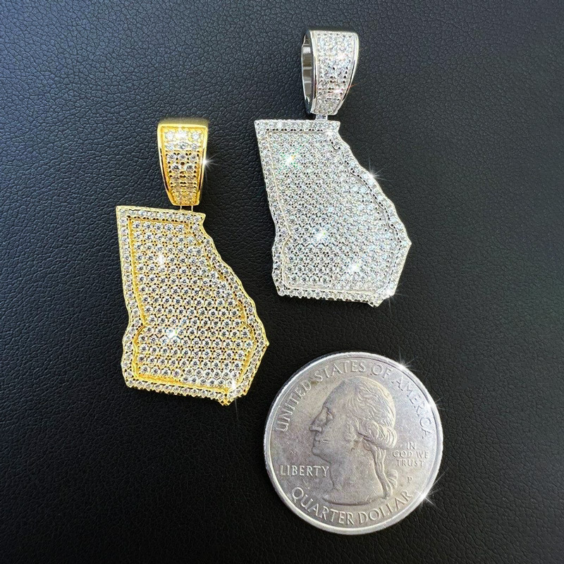 Iced U.S. State Shape Pendant Iced U.S. State Shape Pendant