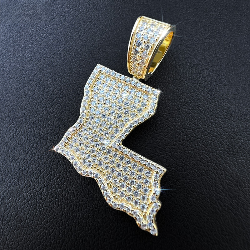 Iced U.S. State Shape Pendant Iced U.S. State Shape Pendant