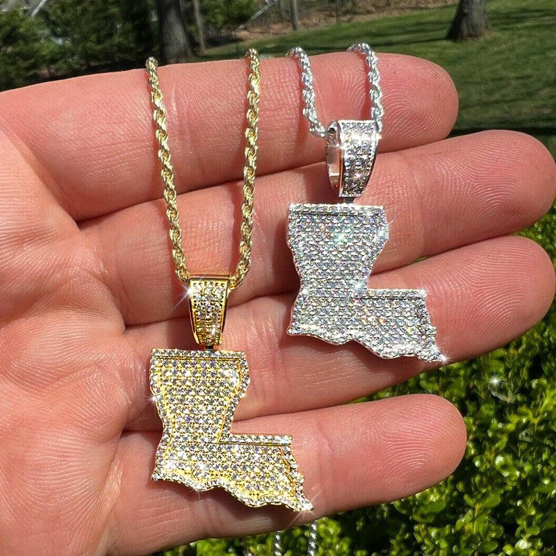 Iced U.S. State Shape Pendant Iced U.S. State Shape Pendant