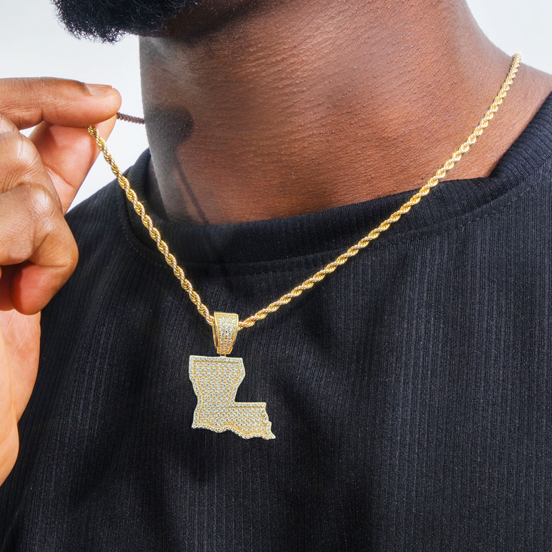 Iced U.S. State Shape Pendant Iced U.S. State Shape Pendant