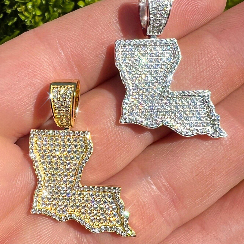 Iced U.S. State Shape Pendant Iced U.S. State Shape Pendant