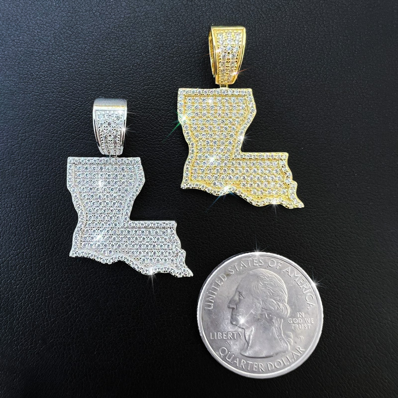 Iced U.S. State Shape Pendant Iced U.S. State Shape Pendant