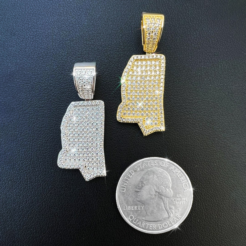 Iced U.S. State Shape Pendant Iced U.S. State Shape Pendant