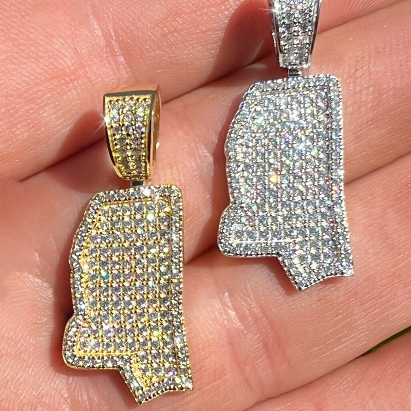 Iced U.S. State Shape Pendant Iced U.S. State Shape Pendant