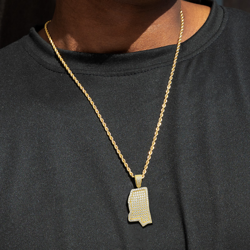 Iced U.S. State Shape Pendant Iced U.S. State Shape Pendant